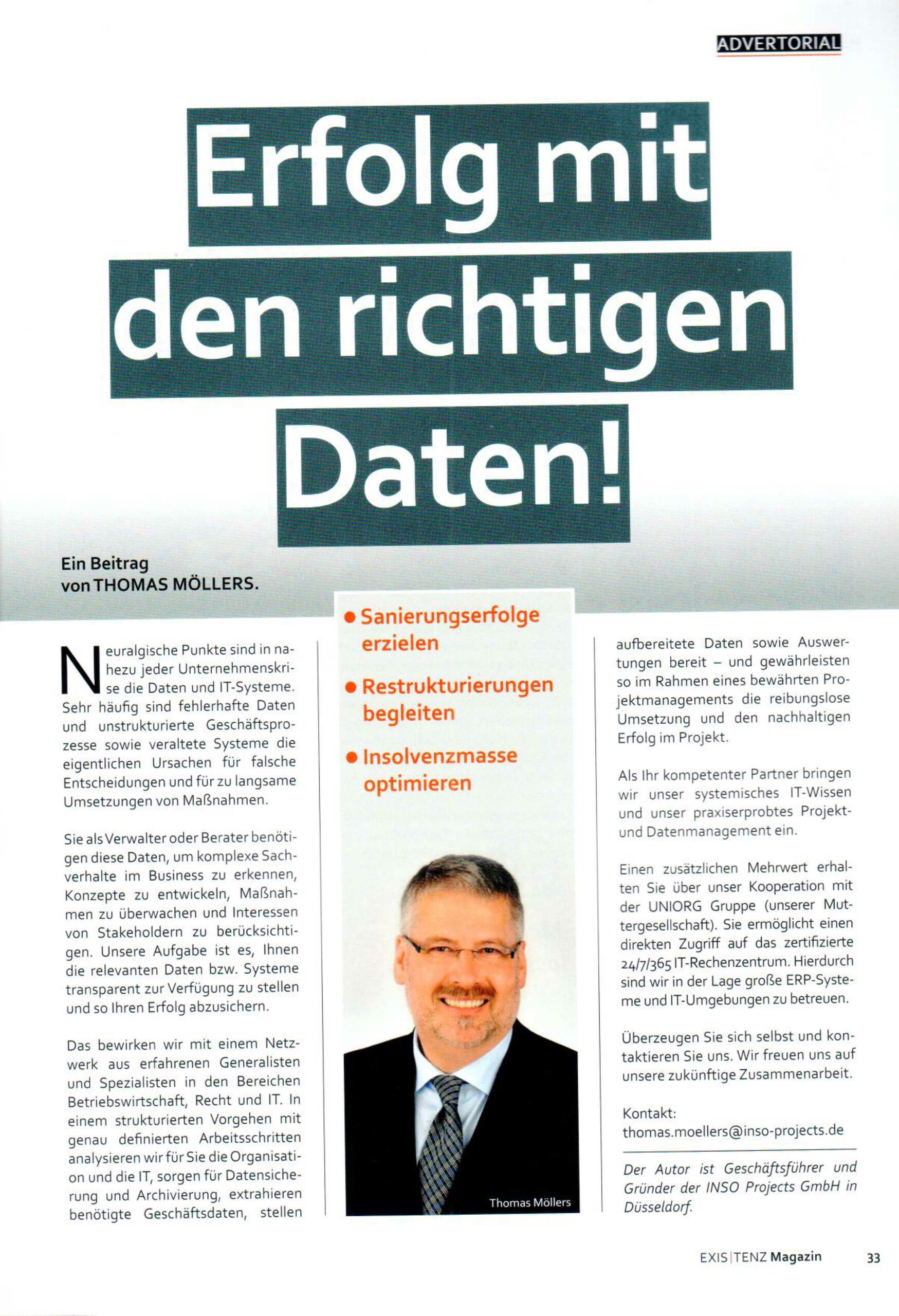 Erfolg mit den richtigen Daten!